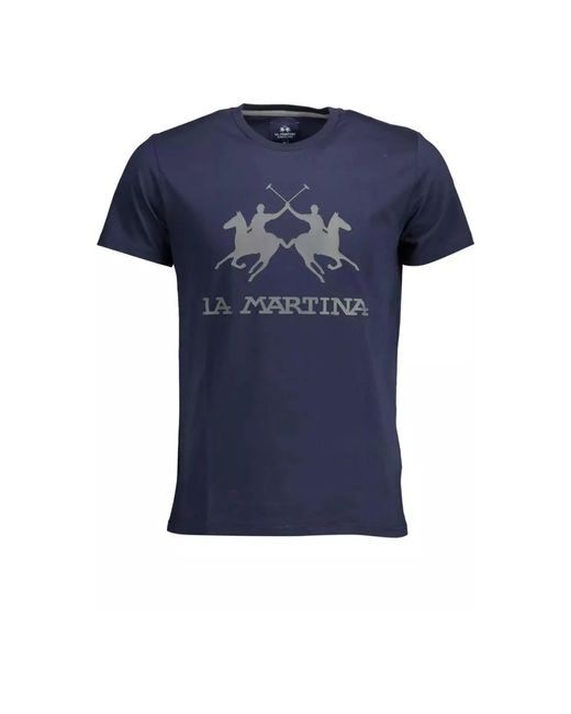 T-shirt blu con stampa di La Martina in Blue da Uomo