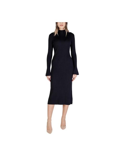 Elegante Vestido Negro De Mezcla De Viscosa, Mujer, Talla Sandro Ferrone de color Black
