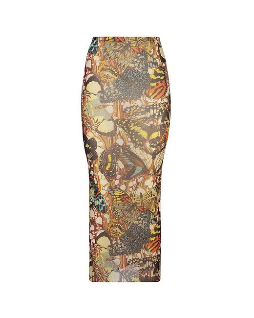 Falda midi de malla estampado Jean Paul Gaultier de color Natural