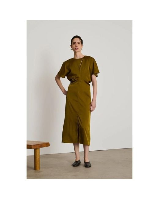 Soeur Kleedjes ,Bruin ,Polyester Gedrapeerd Jurk in het Metallic