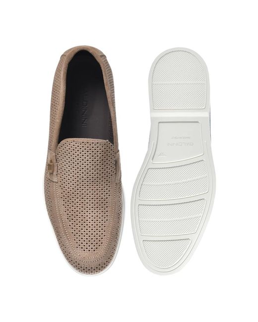 Baldinini Loafer in taupe perforated suede in Gray für Herren