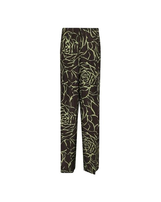 Dries Van Noten Green Wide Trousers