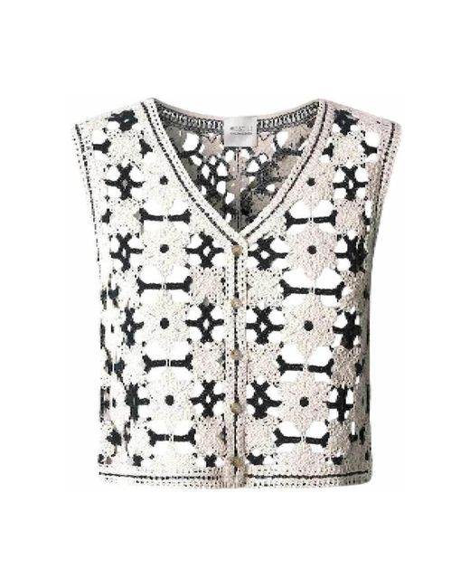Pepe Jeans Jassen ,Veelkleurig ,Katoen Olivia Gehaakt Vest Bloemenpatroon in het White