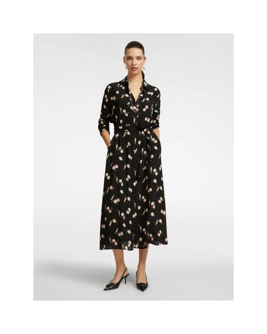 Elena Miro Black Bedrucktes Hemdblusenkleid
