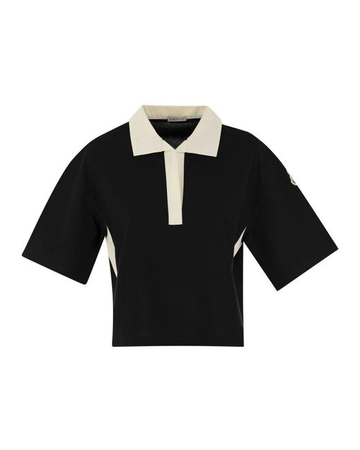 Moncler Black Oversized polo shirt jersey poplin