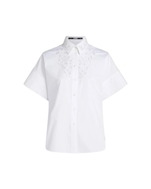 Camisa bordada con botones Karl Lagerfeld de color White