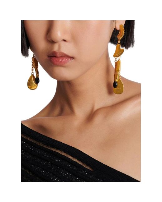 Earrings Balmain de color Metallic