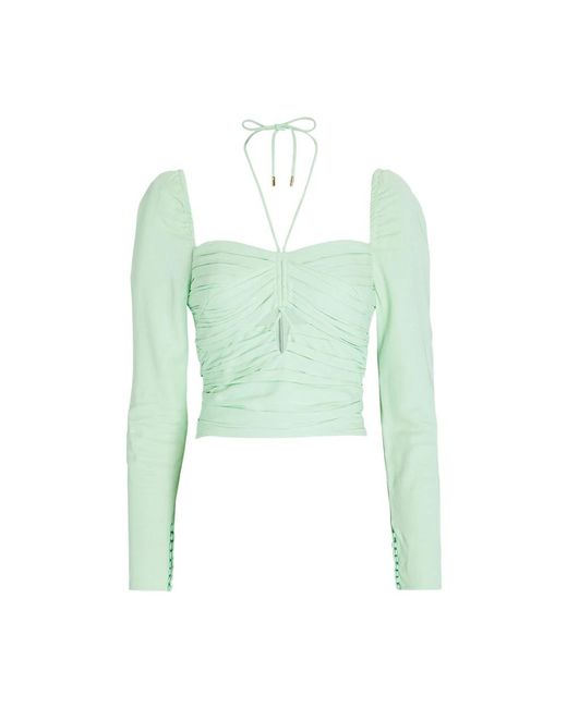 Self-Portrait Tops ,Groen ,Stretch Crêpe Cut Top in het Green