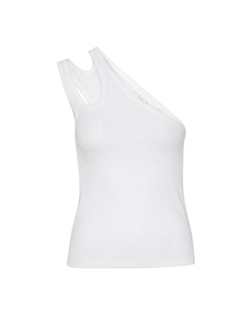 REMAIN Birger Christensen White Asymmetrisches baumwolltop