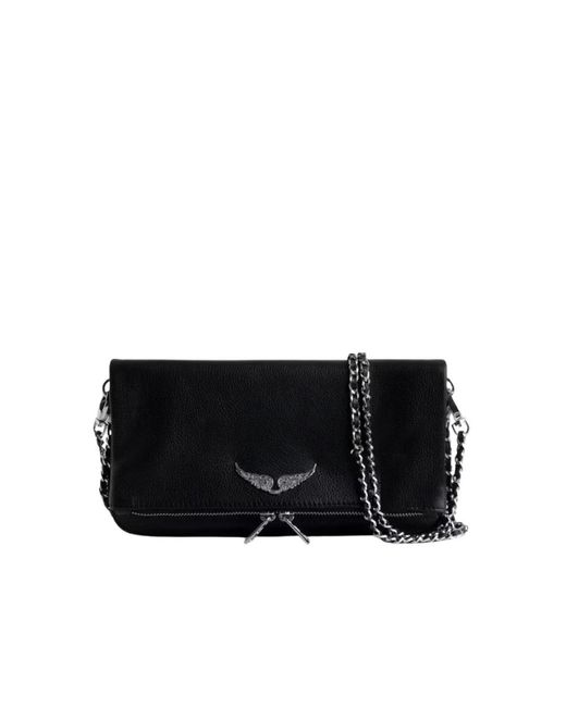 Zadig & Voltaire Black Ikonic rock clutch tasche in schwarz