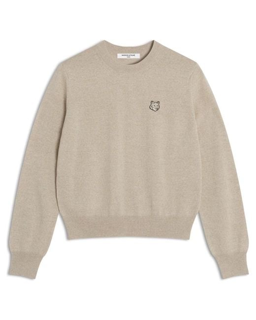 Maison Kitsuné White Round-Neck Knitwear