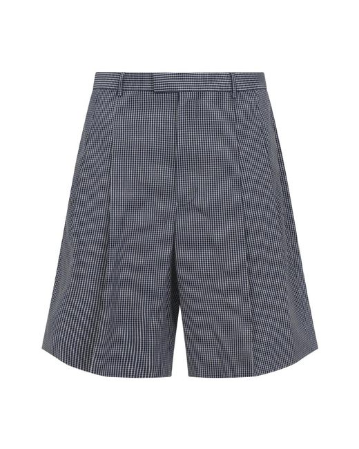 Givenchy Korte Broeken ,Blauw ,Katoen Bermuda Shorts Met Dubbele Plooi En Ruit in het Gray voor heren