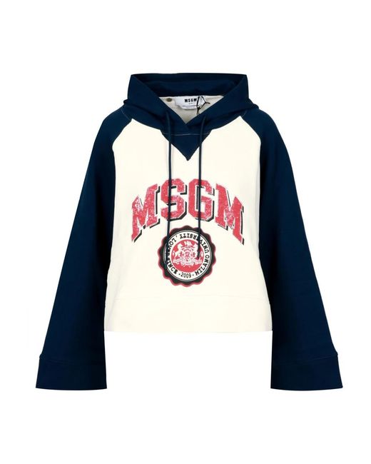 MSGM Hoodies & Sweatvesten ,Veelkleurig ,Katoen Sweatshirt Van Katoenen Jersey in het Blue
