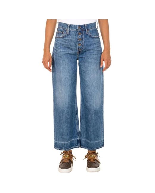 Jeans larghi crop straight per donne di Ralph Lauren in Blue