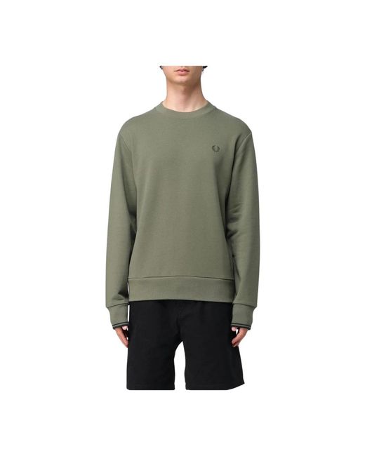 Fred Perry Hoodies & Sweatvesten ,Groen ,Crew Neck Lange Mouw Sweatshirt in het Green voor heren
