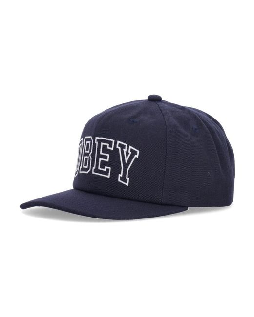 Obey Accessoires ,Blauw ,Wol Klassieke Marineblauwe Snapback Pet in het Blue
