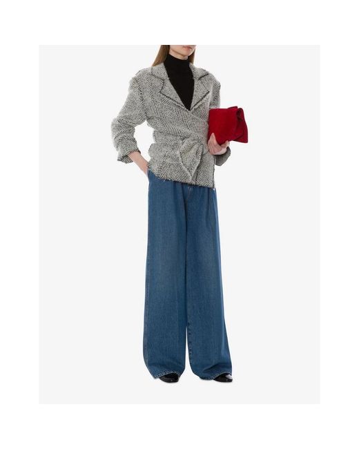 Alberta Ferretti Herringbone Wrap Jacket in het Gray