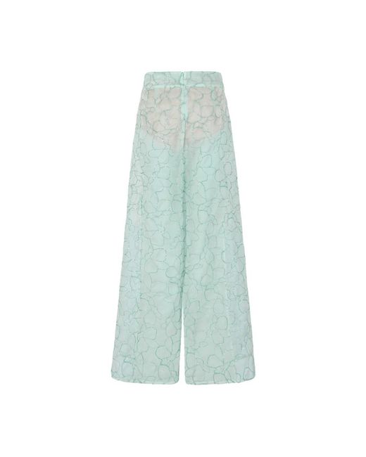 Genny Green Mintgrüne, Strukturierte Hose Mit Weitem Bein
