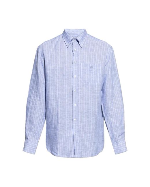 Etro Overhemden ,Blauw ,Leer Shirt Met Zak in het Blue voor heren
