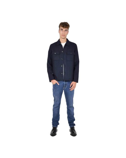 Jacob Cohen Jassen ,Blauw ,Wol Wool, Cashmere And Silk Blend Double Cloth Overshirt in het Blue voor heren