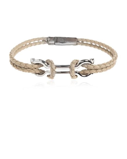 Ferragamo Accessoires ,Leer Gan Scoob Armband in het Metallic voor heren