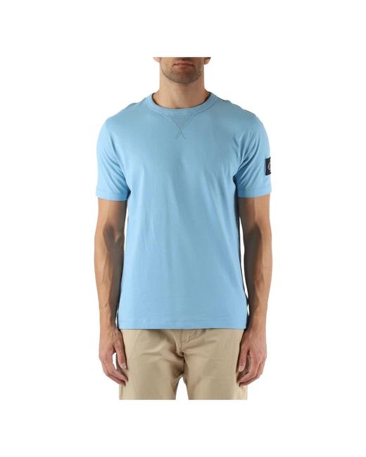 T-shirt in cotone con patch logo di Calvin Klein in Blue da Uomo