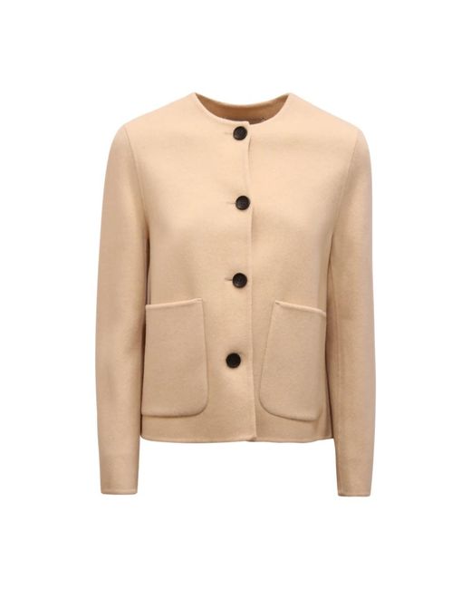 EMMA & GAIA Jassen ,Wol Cappotto Corto Wool/Cashmere Coat in het Natural