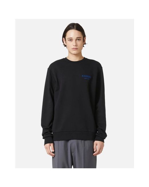Iceberg Hoodies & Sweatvesten ,Zwart ,Zwarte Trui Met Kleine Branding in het Black voor heren