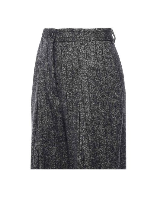 Dolce & Gabbana Gray Striped Wide-Leg Wool-Blend Trousers