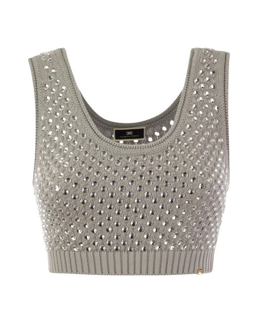 Elisabetta Franchi Gray Sleeveless Tops