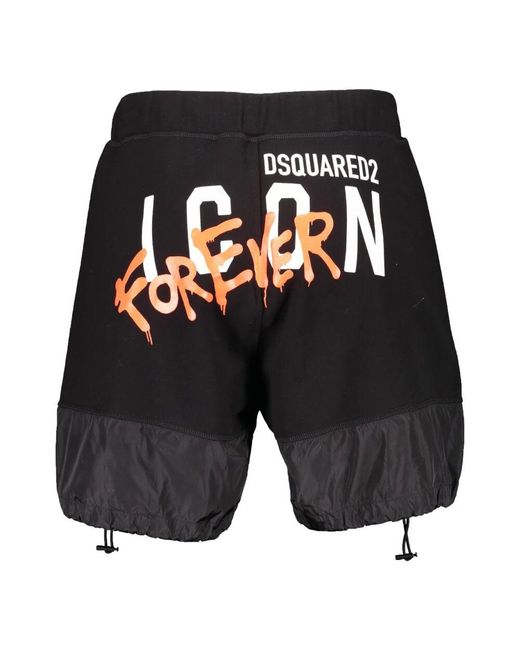 DSquared² Maxi print sweatshorts mit technischen stoffeinsätzen in Black für Herren