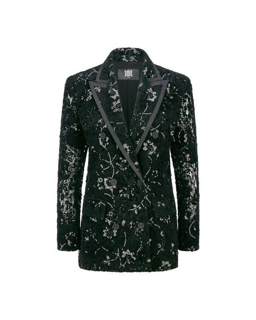 Riani Jassen ,Zwart ,Polyester Geborduurde Lace Blazer in het Green