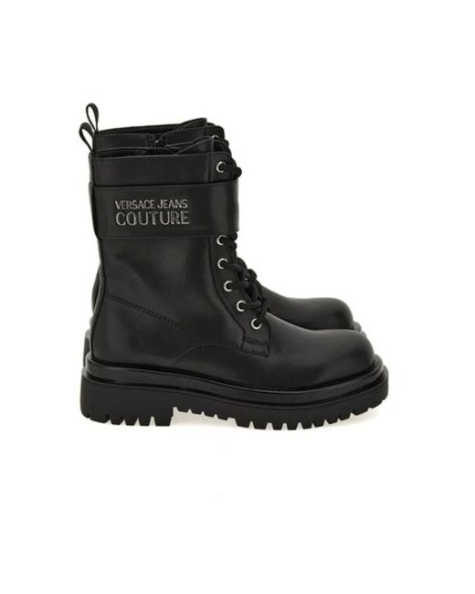 Versace Jeans Couture Black Lace-Up Boots