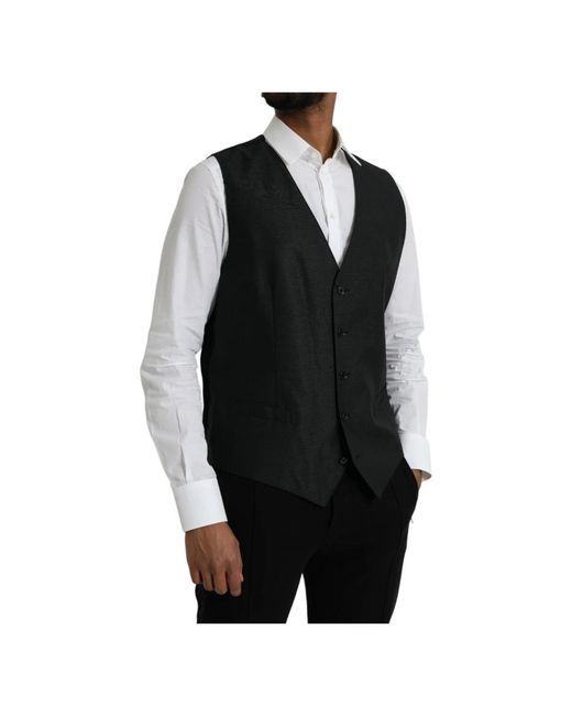 Dolce & Gabbana Black Waistcoats for men