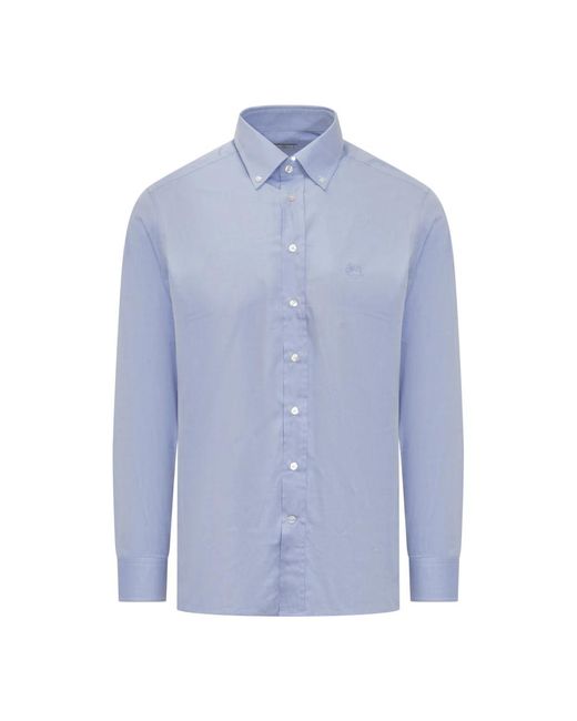 Etro Overhemden ,Blauw ,Katoen Overhemd Met Knopen En Logo in het Blue voor heren