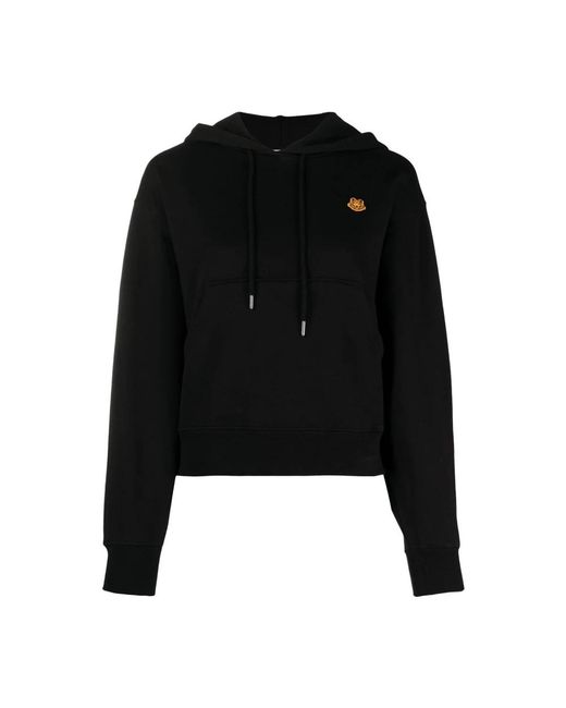 KENZO Hoodies & Sweatvesten ,Zwart ,Katoen Tiger Crest Logo Boxy Hoodie in het Black