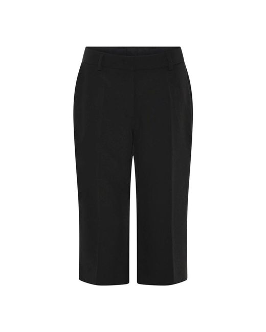 Bruuns Bazaar Korte Broeken ,Zwart ,Polyester Zwarte Capri Broek Elegante Stijl in het Black