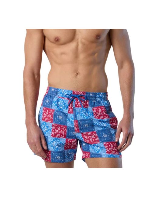 North Sails Badmode ,Veelkleurig ,Polyester Grafische Print Strand Boxershorts in het Blue voor heren