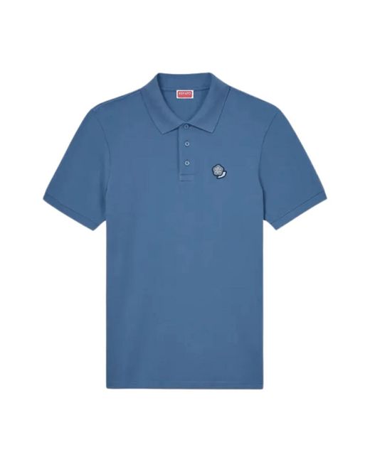 KENZO Tops ,Blauw ,Katoen Blauw Geborduurd Katoenen Poloshirt in het Blue voor heren