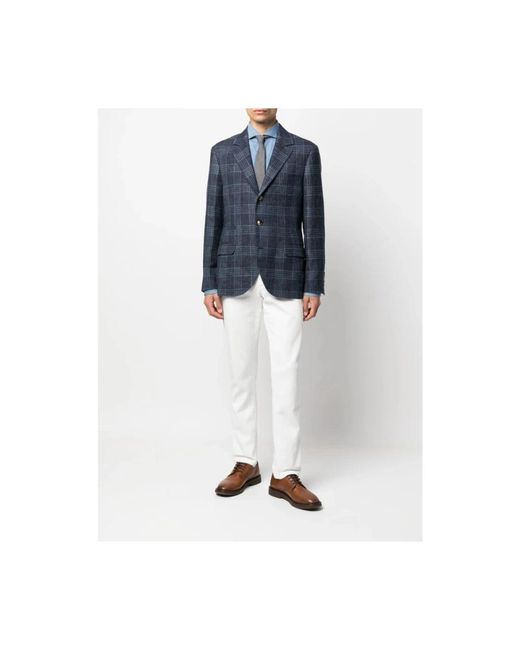 Brunello Cucinelli Blue Denim Shirts for men