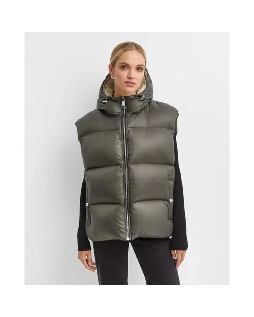 Khrisjoy Jassen ,Groen ,Polyester Puffer Vest Met Capuchon in het Gray