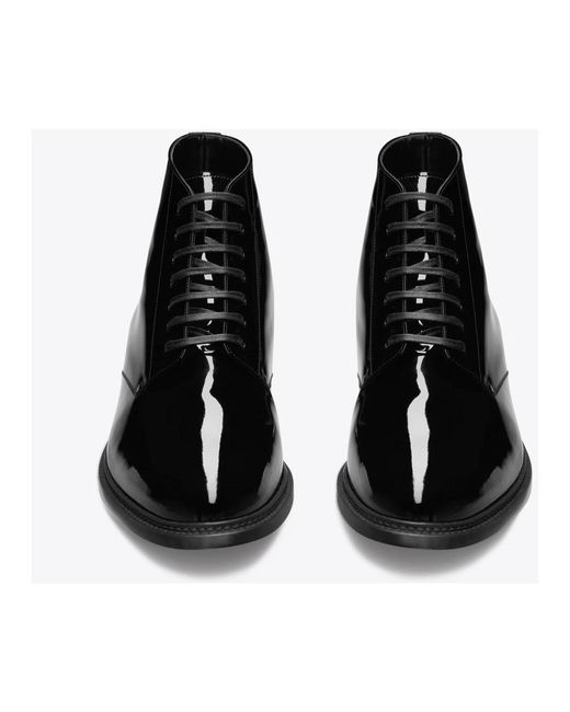 Saint Laurent Black Lace-Up Boots for men