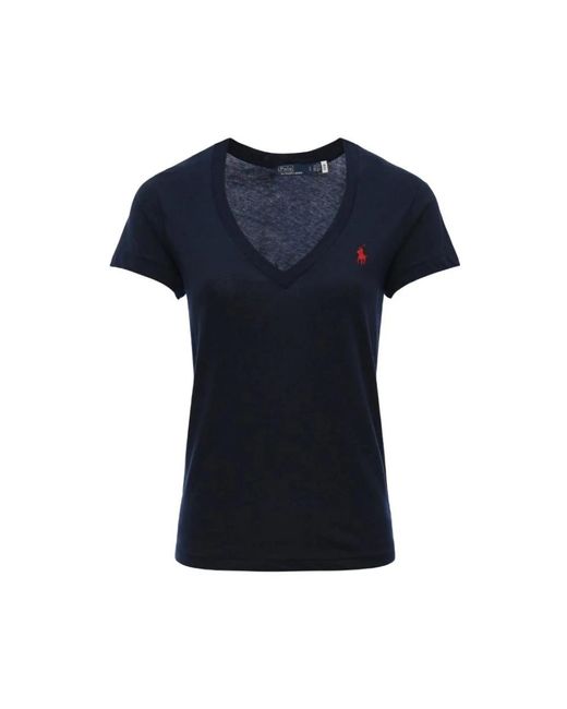 Camiseta azul marino con cuello en v Ralph Lauren de color Black