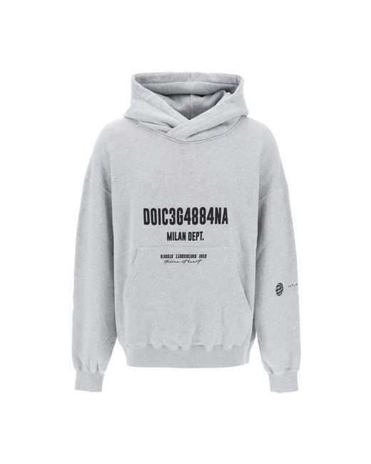 Dolce & Gabbana Hoodie mit distressed-effekt und prints in Gray für Herren