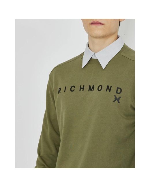John Richmond Logo sweatshirt mit rundhalsausschnitt und langen ärmeln in Green für Herren