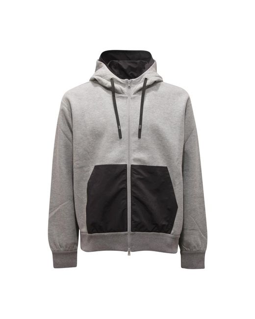 Herno Hoodies & Sweatvesten ,Grijs ,Katoen Sweatshirt Met Ritssluiting in het Gray voor heren
