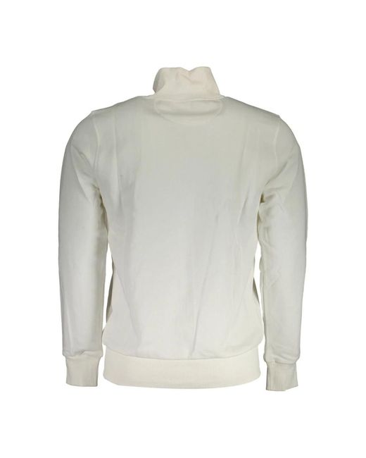 La Martina Hoodies & Sweatvesten ,Wit Zip-Up Sweatshirt Wit Geborduurd in het Gray voor heren