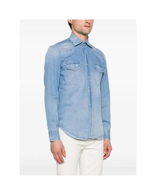 Sartorio Napoli Blue Denim Shirts for men