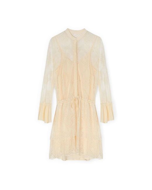 mötivi Natural Besticktes Hemdblusenkleid Aus Tüll