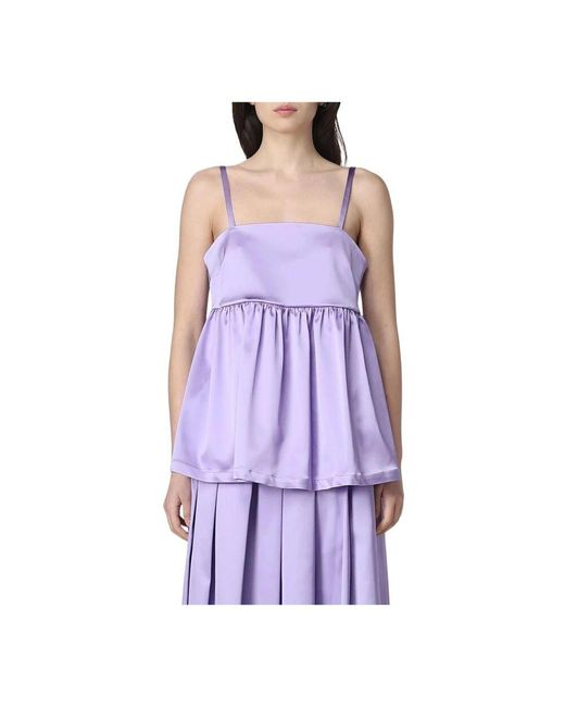 Semicouture Purple Elegant Satin Cami Top